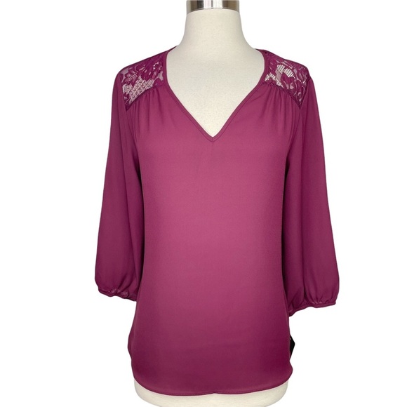 Fortune + Ivy Tops - Stitch Fix l Fortune Ivy Anya Lace Detail Blouse, Small